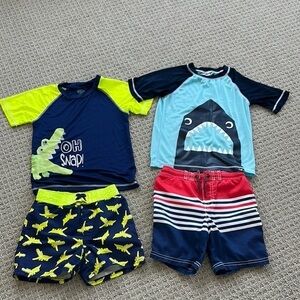 2 sets of Kids Swim Set with Fun Shark and Alligator Designs